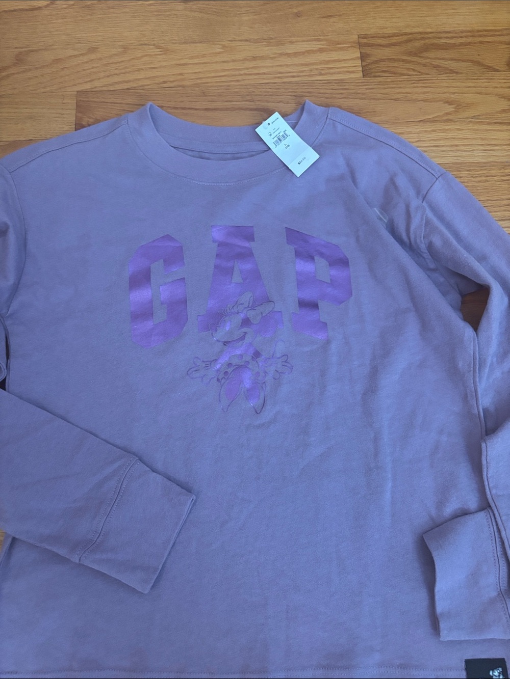 GAP Lavender Crewneck Shirt with Shiny Logo & Minnie Mouse detail